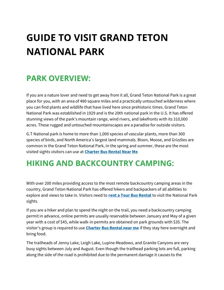 guide to visit grand teton national park