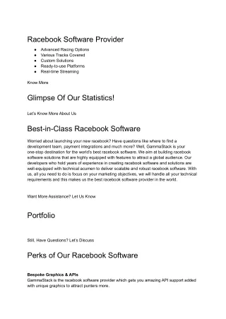 racebook software provider