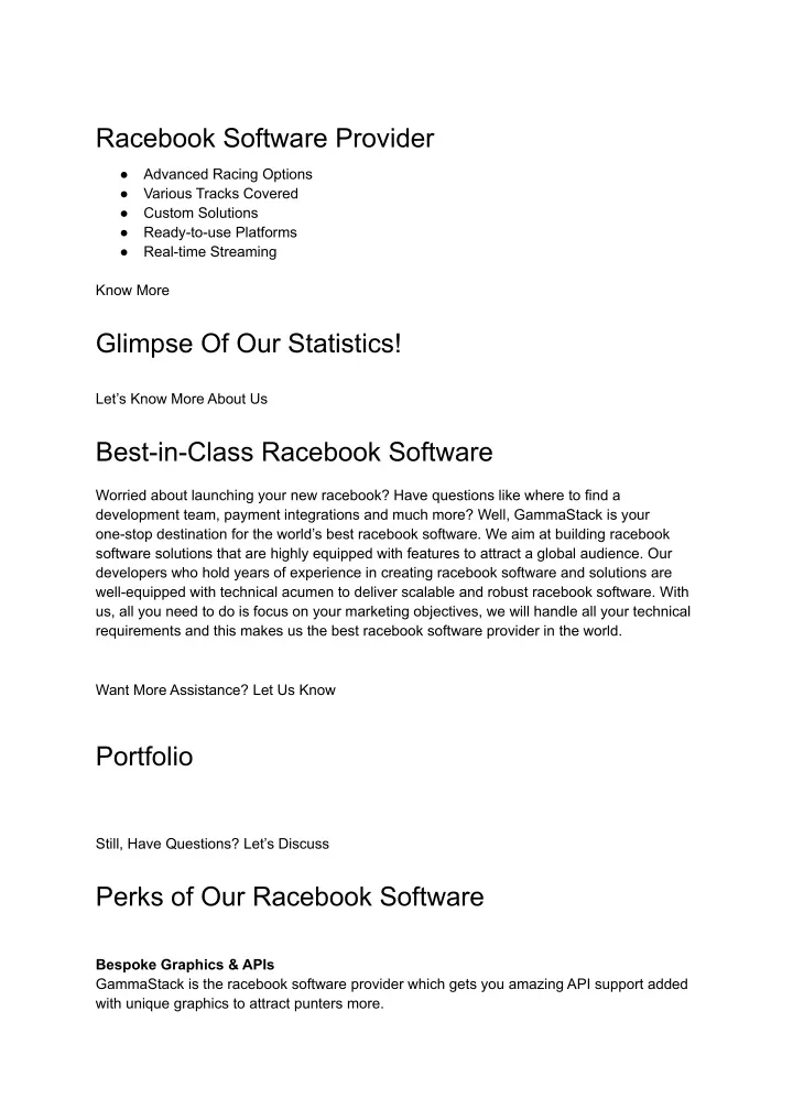 racebook software provider