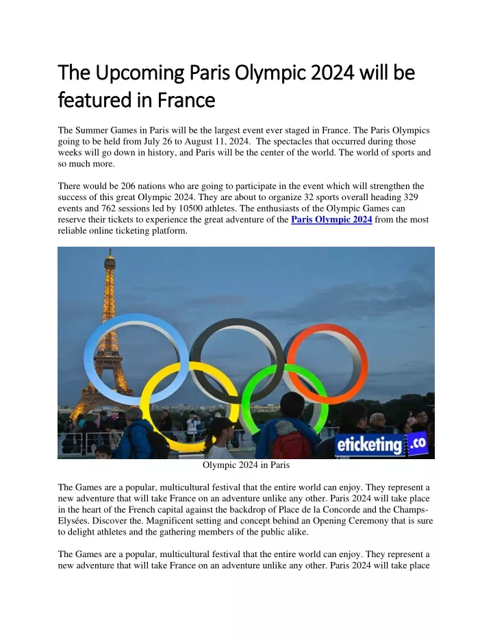 the upcoming paris olympic 2024 will