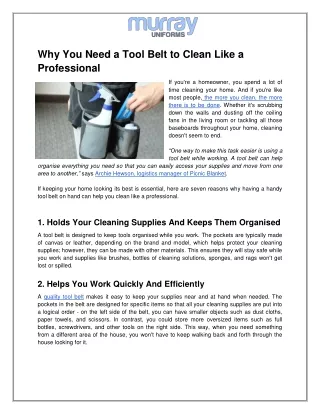 why you need a tool belt to clean like