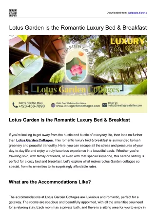 Lotus Garden is the Romantic Luxury Bed & Breakfast