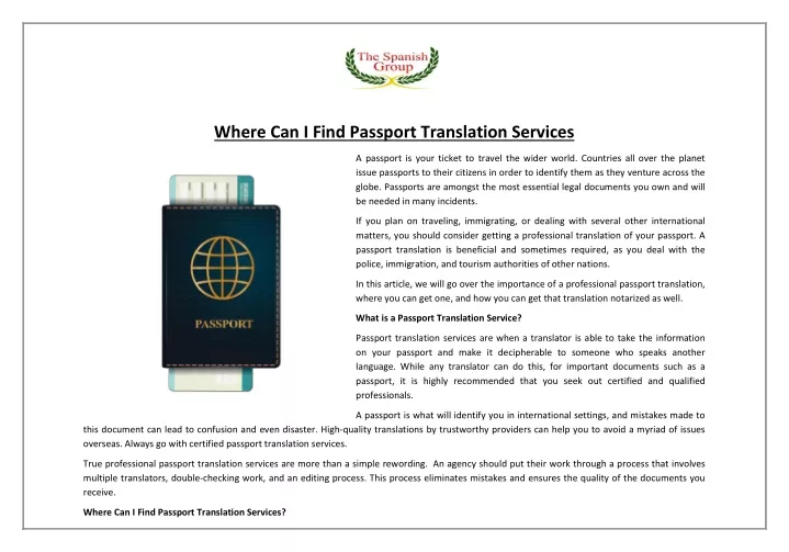 where can i find passport translation services