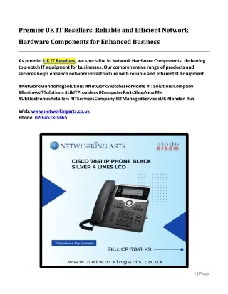 Premier UK IT Resellers - Reliable and Efficient Network Hardware Components for Enhanced Business