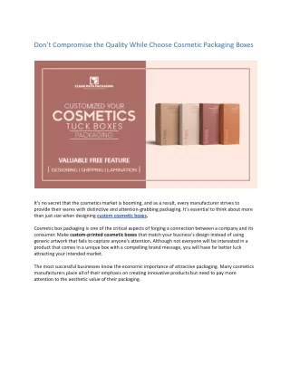 Cosmetic Packaging Boxes