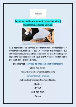 Services de financement hypothécaire | Hypothequeoutaouais.ca