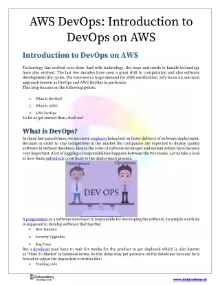 aws devops introduction to devops on aws