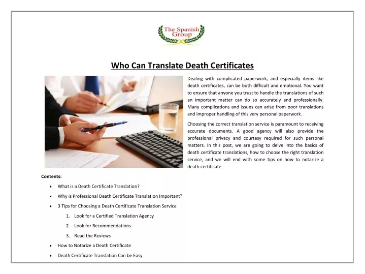 who can translate death certificates