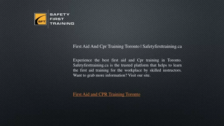 first aid and cpr training toronto