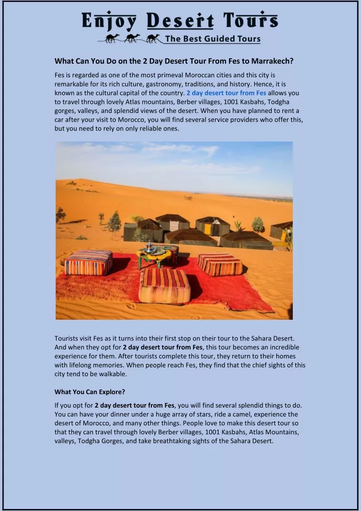 what can you do on the 2 day desert tour from