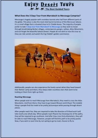 what does the 3 days tour from marrakech