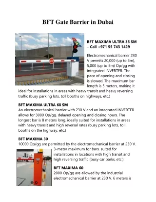 BFT Gate Barrier in Dubai