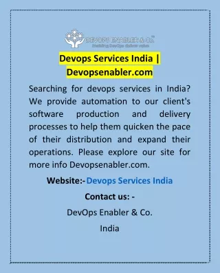 Devops Services India | Devopsenabler.com