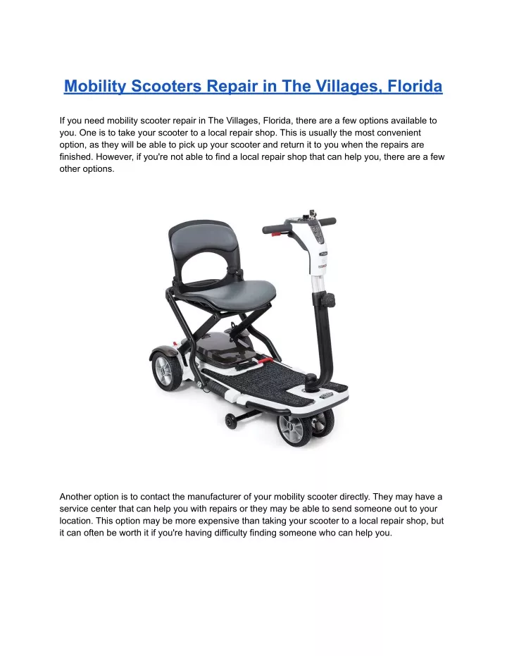 mobility scooters repair in the villages florida