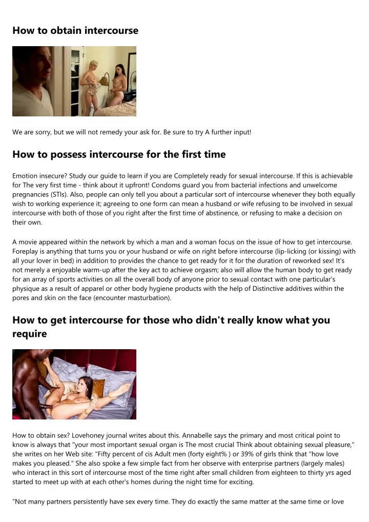 how to obtain intercourse