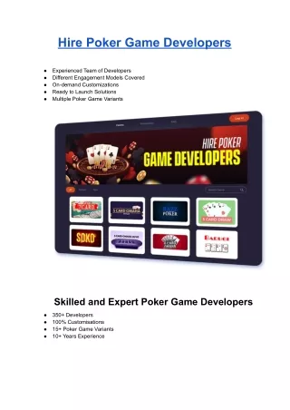 hire poker game developers