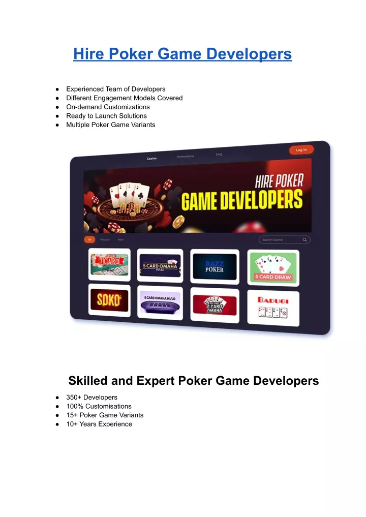 hire poker game developers