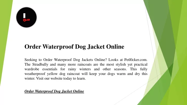 order waterproof dog jacket online