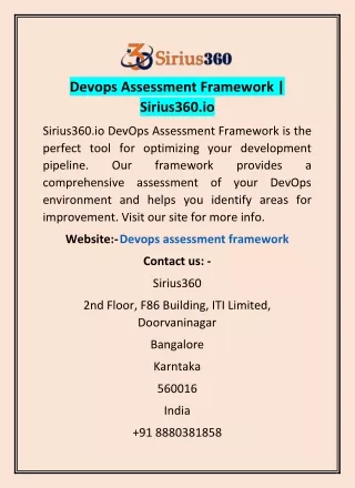 devops assessment framework sirius360 io