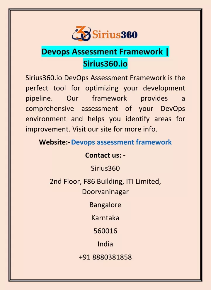 devops assessment framework sirius360 io