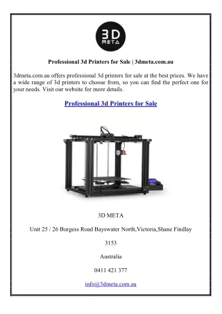 Professional 3d Printers for Sale  3dmeta.com.au