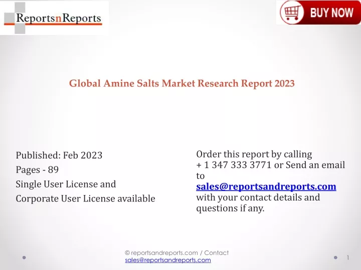 global amine salts market research report 2023