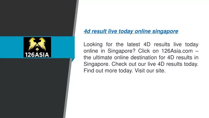 4d result live today online singapore looking