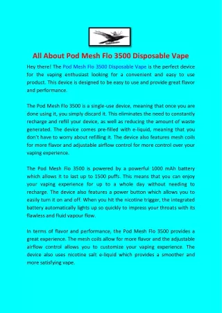 All About Pod Mesh Flo 3500 Disposable Vape