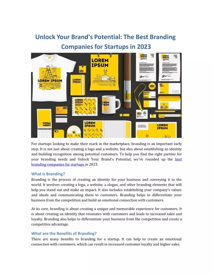 Ppt Unlock Your Brand S Potential The Best Branding Companies For