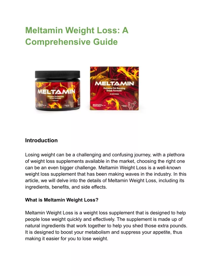 meltamin weight loss a comprehensive guide