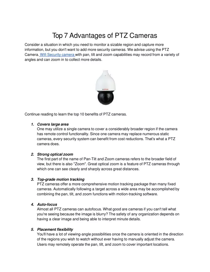 top 7 advantages of ptz cameras consider