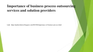 Importance of business process outsourcing services and solution