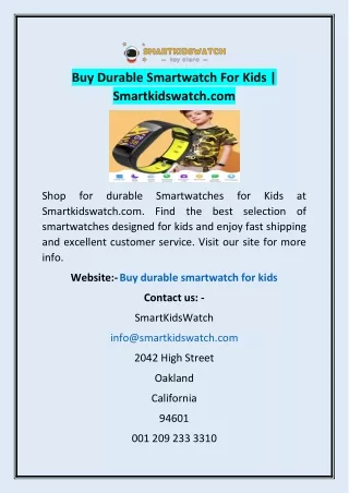 Buy Durable Smartwatch For Kids | Smartkidswatch.com