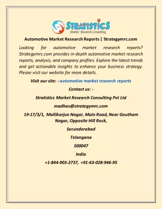 automotive market research reports strategymrc com