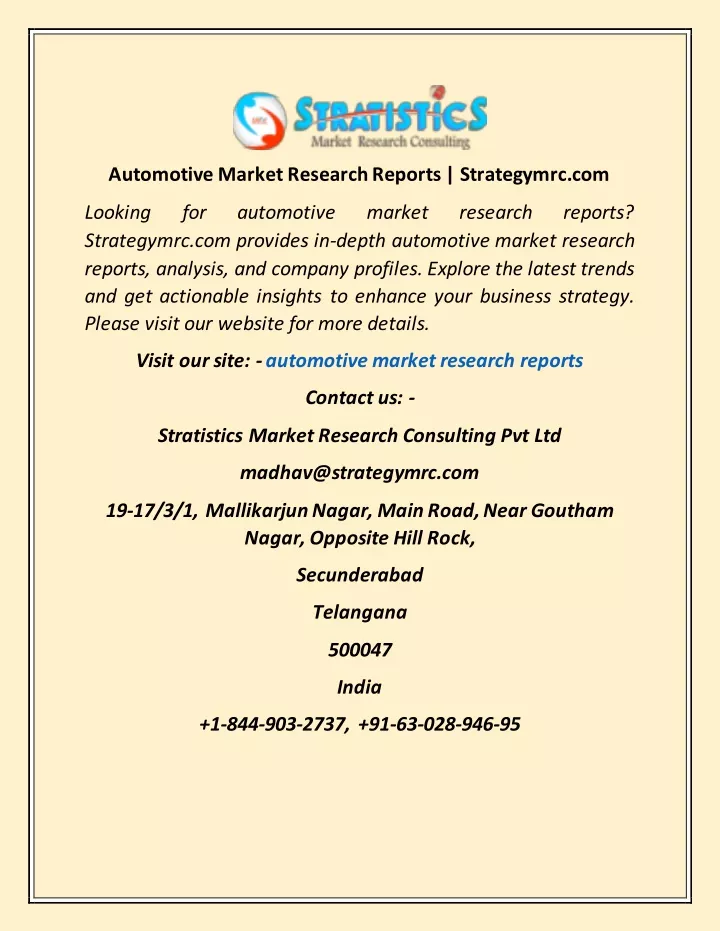 automotive market research reports strategymrc com