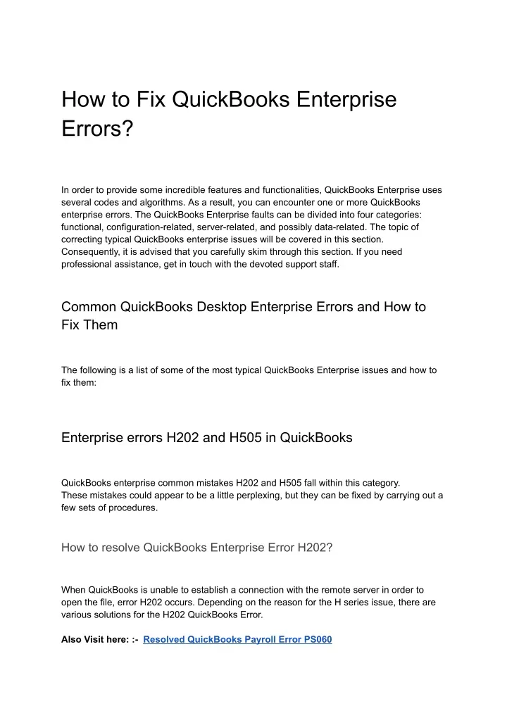 how to fix quickbooks enterprise errors