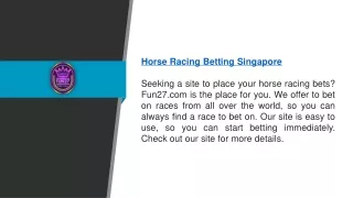 Horse Racing Betting Singapore  Fun27.com