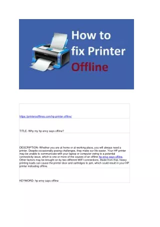 https printersofflines com hp printer offline