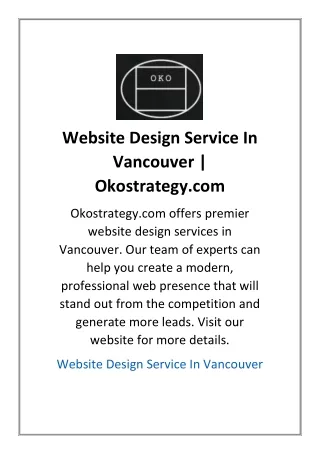 website design service in vancouver okostrategy