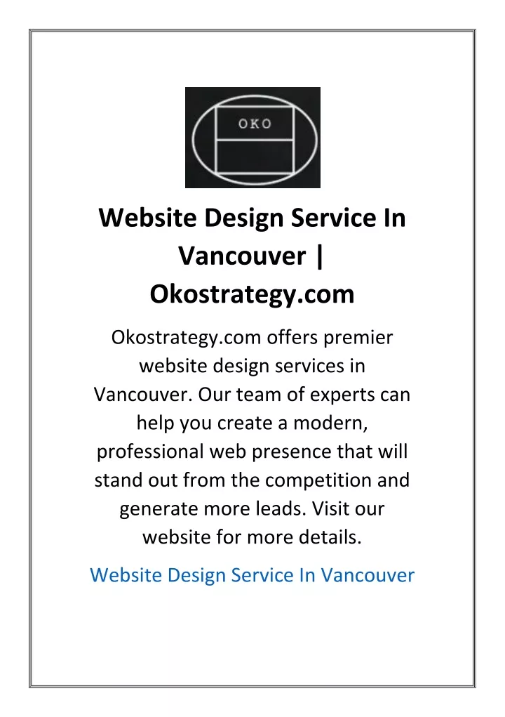 website design service in vancouver okostrategy