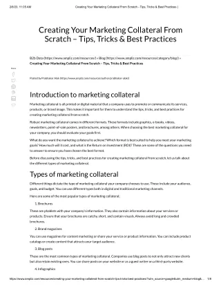 Creating Your Marketing Collateral From Scratch - Tips, Tricks & Best Practices