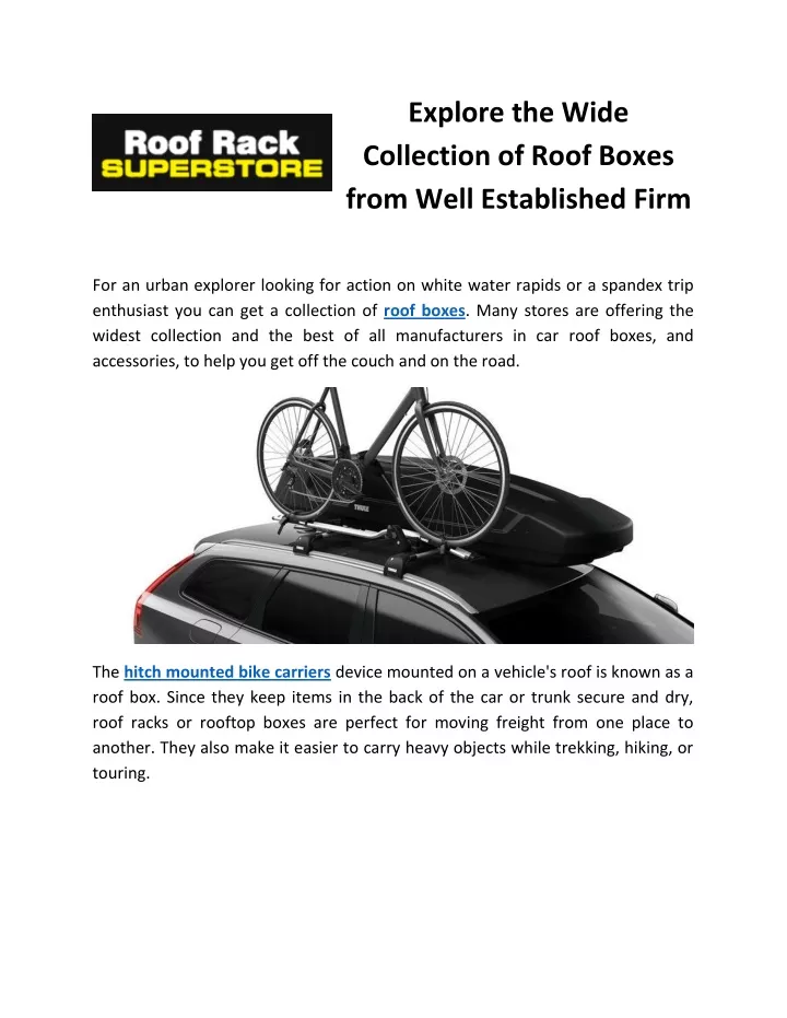 explore the wide collection of roof boxes from