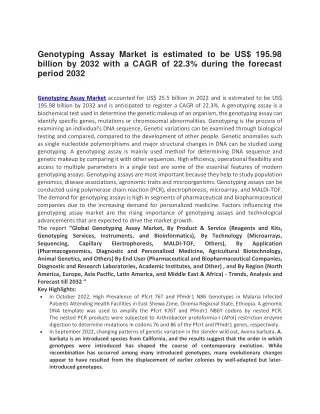 genotyping assay market is estimated