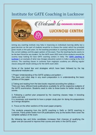 institute for gate coaching in lucknow
