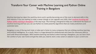 Transform Your Career with Machine Learning and Python Online Training in Bangalore