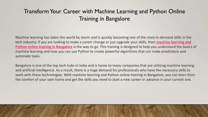 transform your career with machine learning