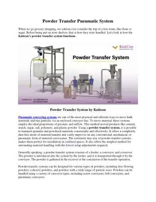 Powder Transfer Pneumatic System