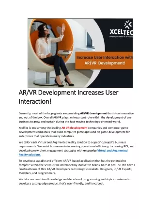 AR/VR Development Increases User Interaction!