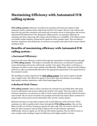 maximizing efficiency with automated ivr calling