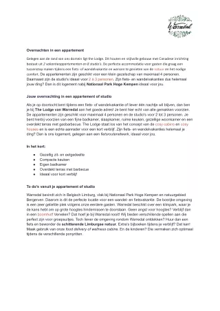 overnachten in een appartement